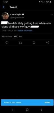 Chuck Taylor's now-deleted tweet